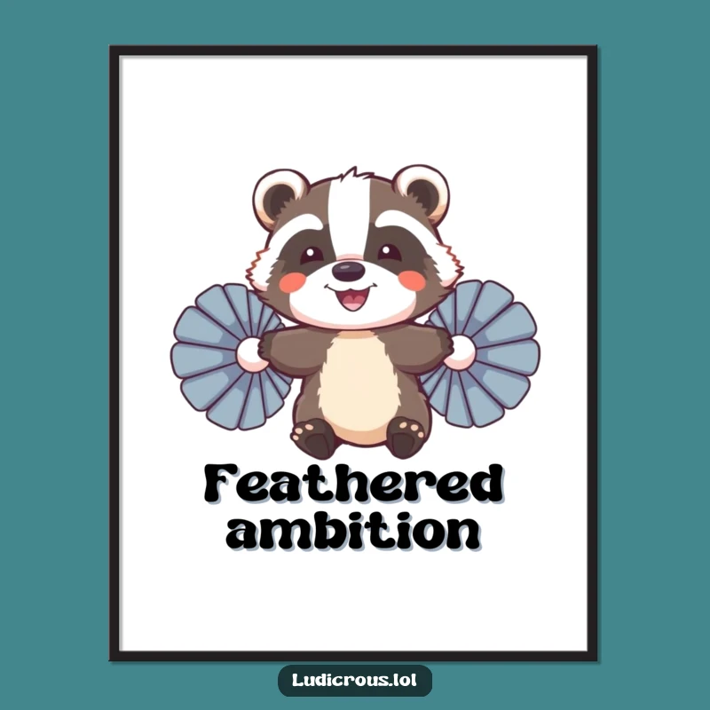Funny Badger Flying Poster: Uplifting Animal Art, Ambitious Decor, Perfect Gift!