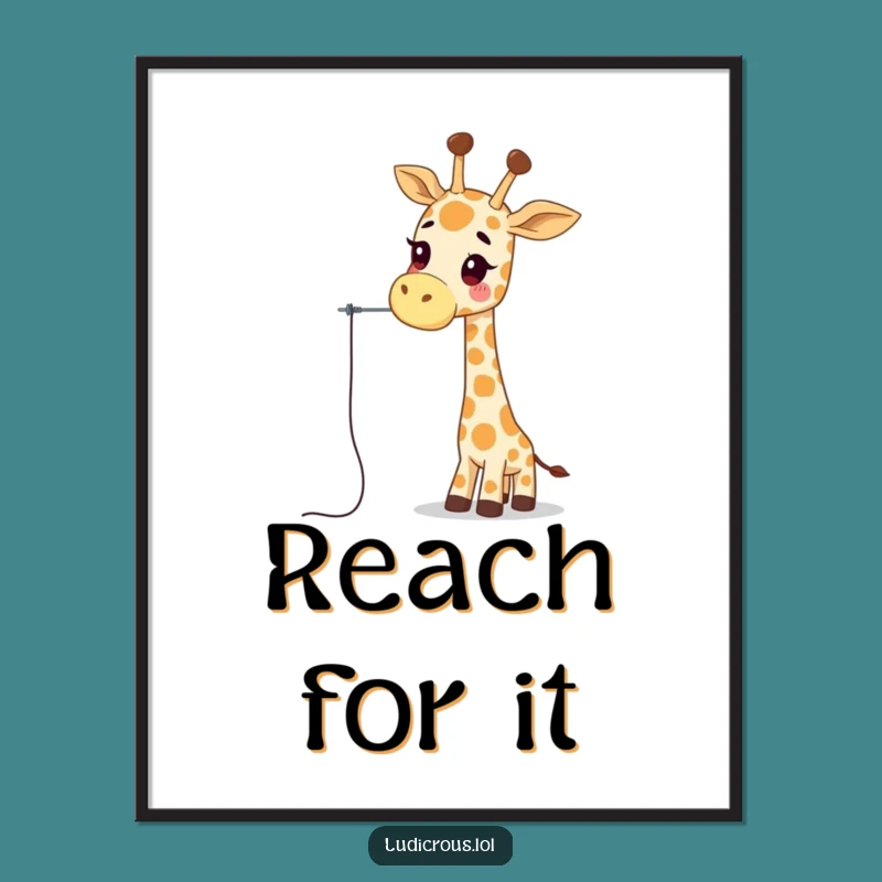 Funny Giraffe Poster: Wobbly Neck Threading Needle - Quirky Gift