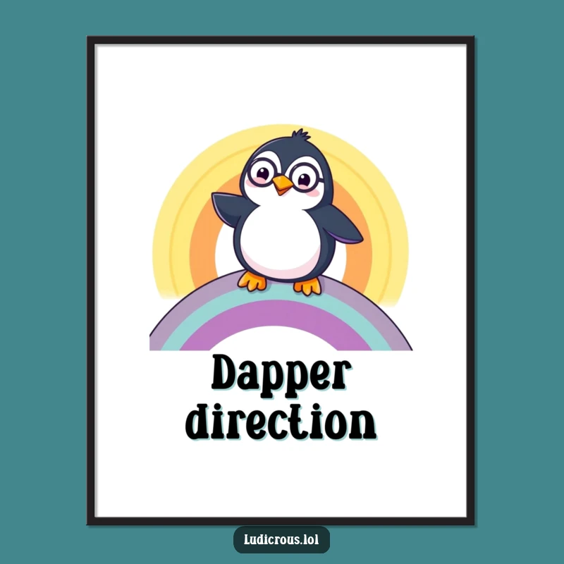 Funny Penguin Monocle Poster: Dapper Animal Art, Whimsical Decor, Perfect Gift!