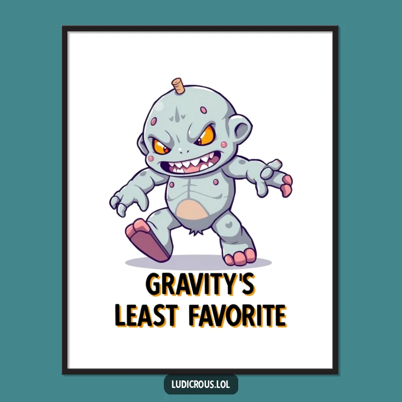 Funny Golem Skipping Poster - Motivational Wall Art Funny Gift