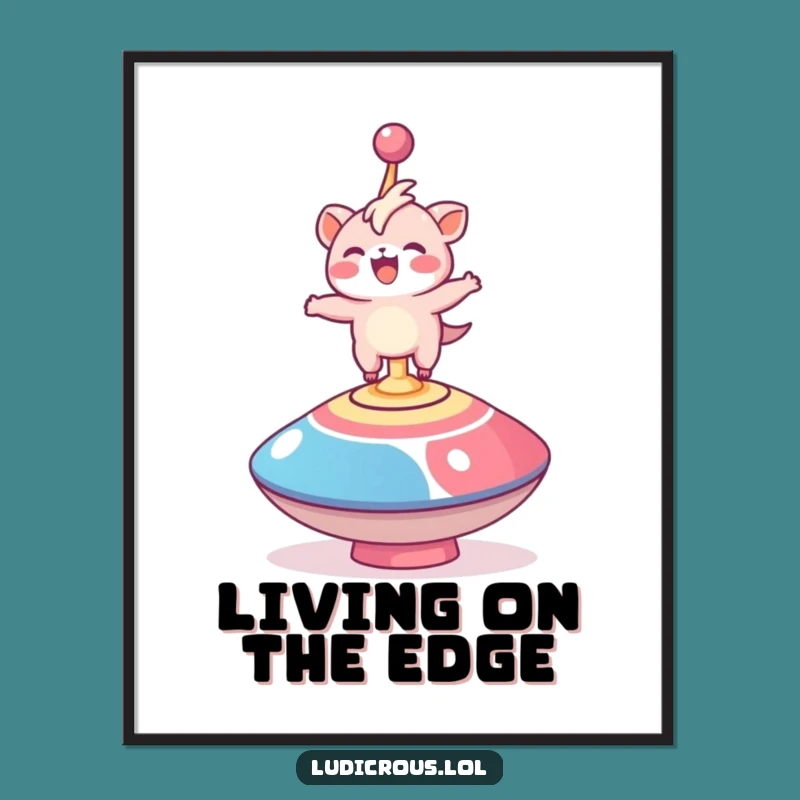 Funny Spinning Top Creature Poster: Delighted Balance Art, Unique Funny Gift Decor