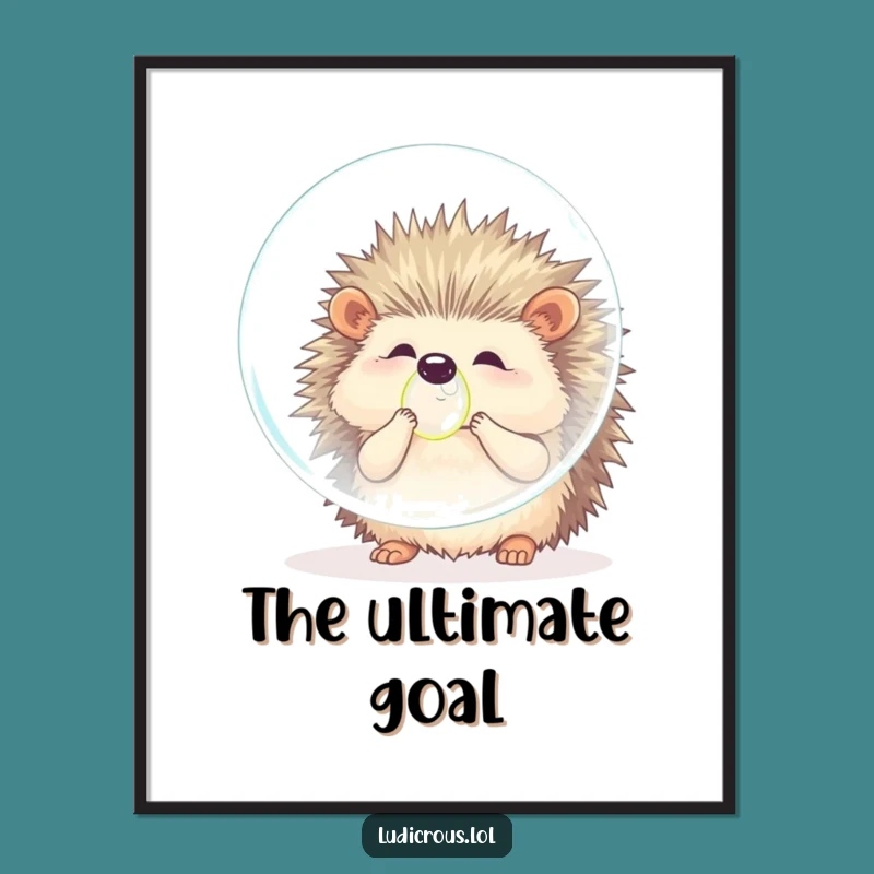 Funny Hedgehog Bubble Blow Funny Poster Gift - Inspiring Prickle's Ambitious Bubble Art