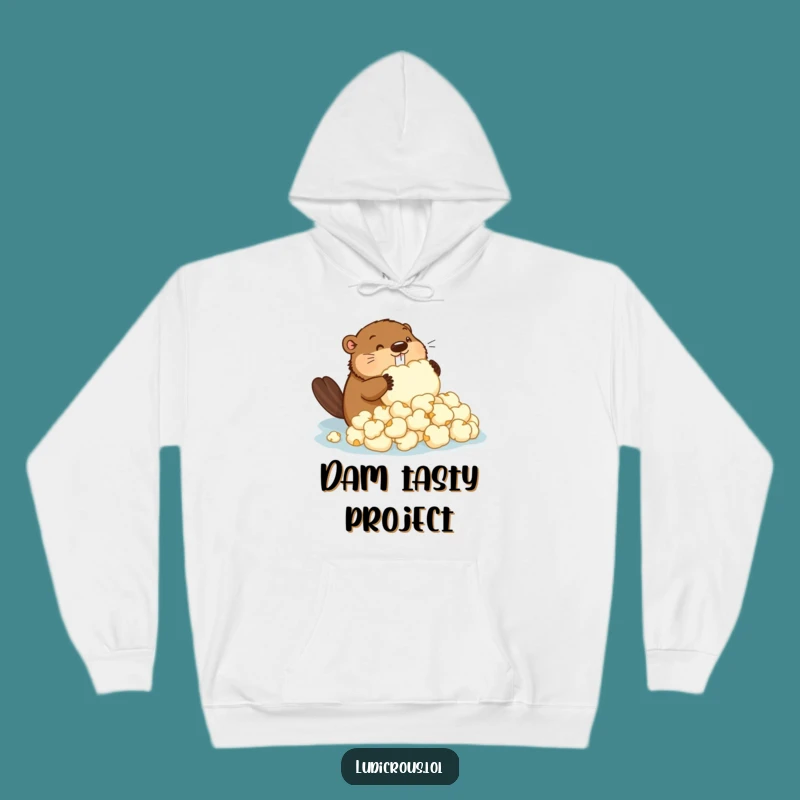 Funny Beaver Popcorn Dam Hoodie: Cozy and Hilarious Art for a Unique Gift