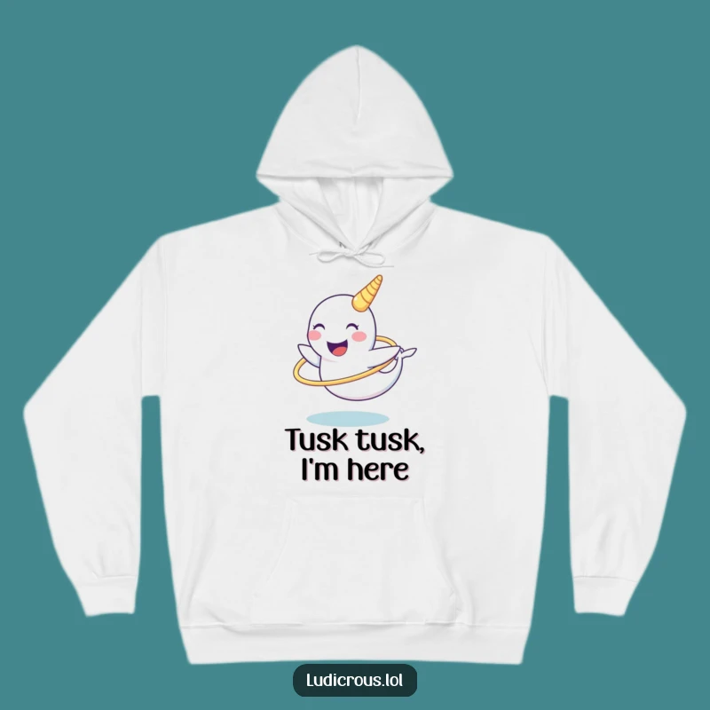 Funny Narwhal Hoodie: Chuckling Arctic Creature Spinning Tusk Hula Hoop - Cozy Gift