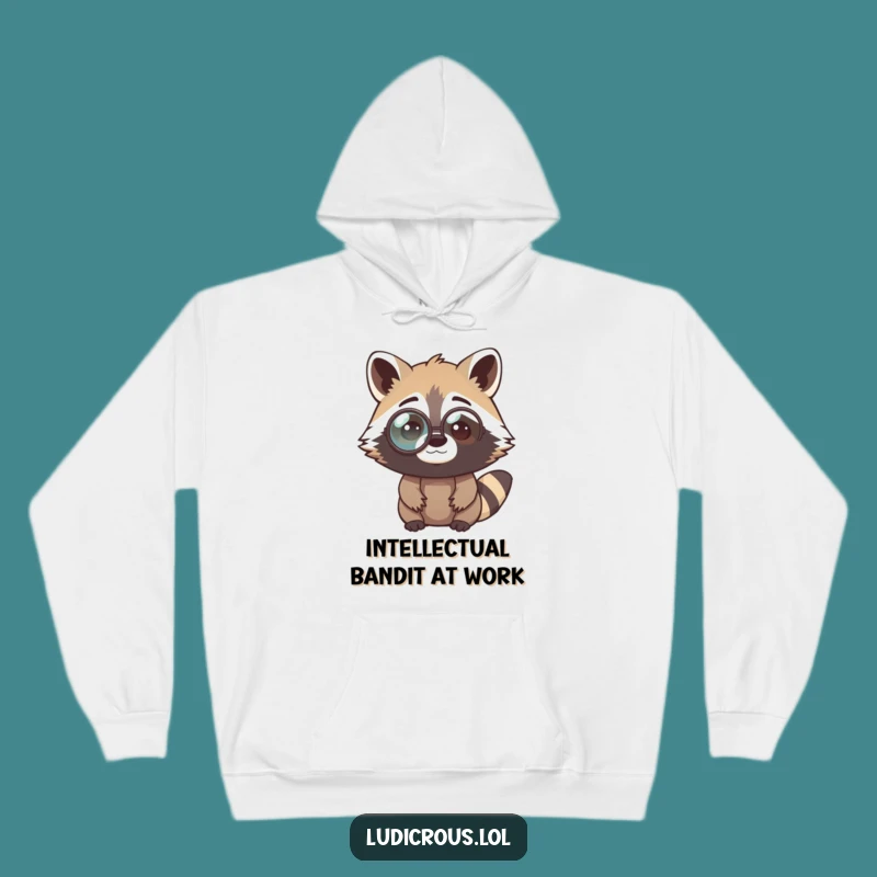 Funny Raccoon Monocle Hoodie Gift - Cozy Perplexed Bandit's Intellectual Warmth