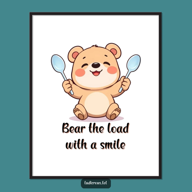Funny Free Printable Wall Art: Juggling Bear Cub - Whimsical Downloadable Decor