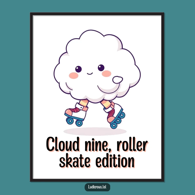 Funny Free Printable Wall Art: Cloud on Skates - Quirky Downloadable Decor