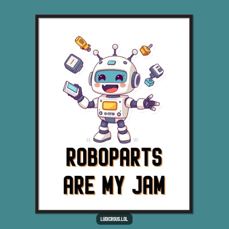 Free Printable Funny Robot Art - Juggling Parts, Hilarious Downloadable Home Decor!