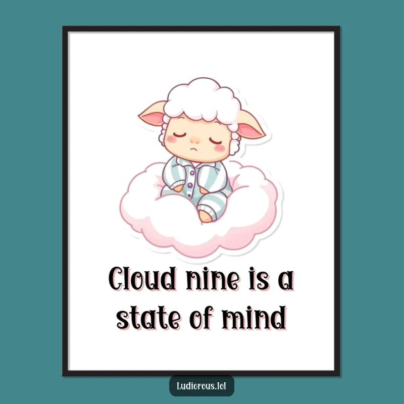 Free Printable Sleepy Sheep Wall Art: Pajama Cloud Downloadable Decor, Funny Gift