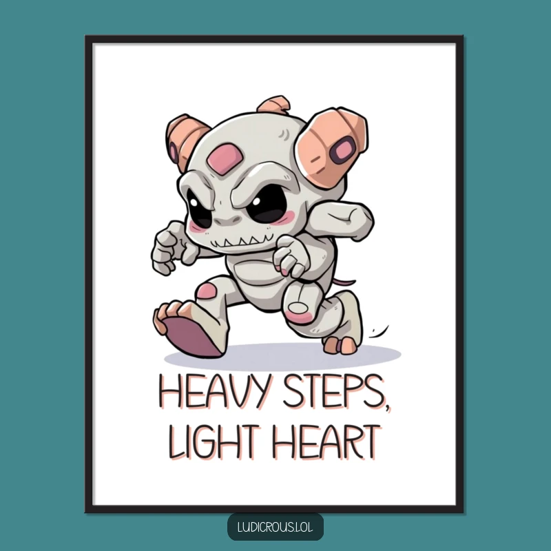 Free Printable Wall Art: Determined Golem Heavy Feet Humorous Downloadable Quirky Gift