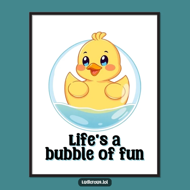 Funny Free Printable Wall Art: Happy Ducky Bubble, Joyful Downloadable Decor