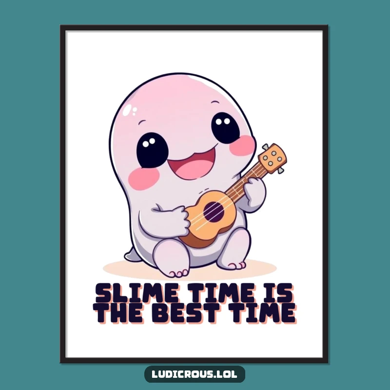 Funny Free Printable Wall Art: Slime Ukulele Player - Quirky Downloadable Decor