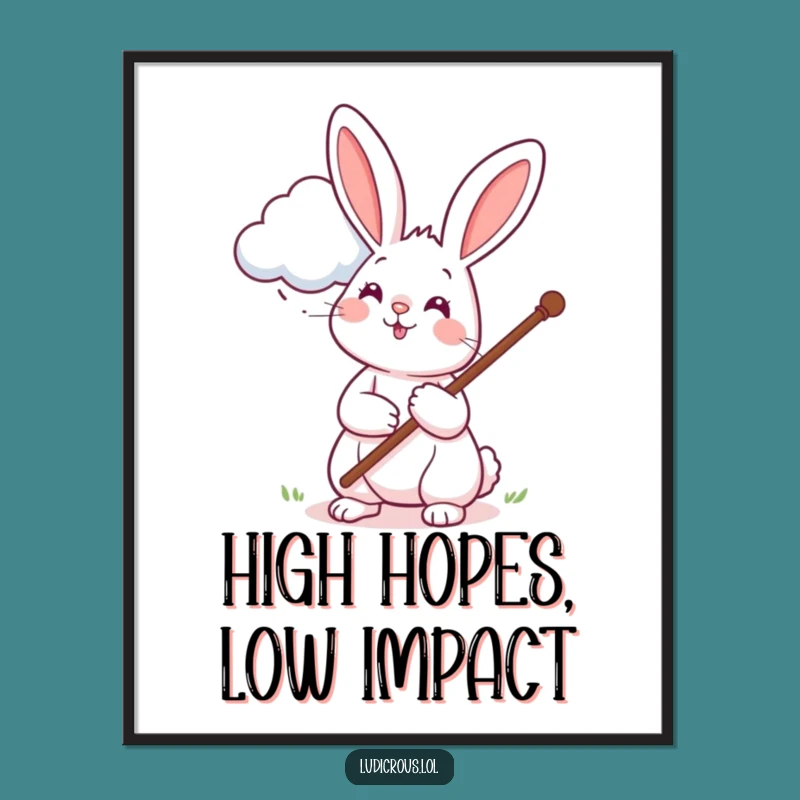 Free Printable Wall Art: Funny Rabbit Petting Cloud - Quirky Downloadable Home Decor