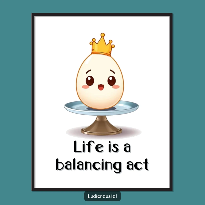Funny Free Printable Wall Art: Wobbling Egg Crown, Quirky Downloadable Decor