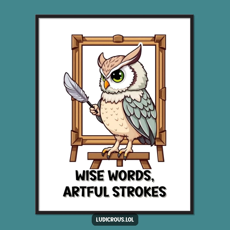 Funny Free Printable Wall Art: Owl Tail Feather Artist - Whimsical Downloadable Decor