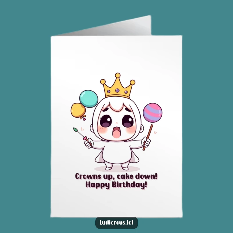 Funny Free Printable Birthday Card: Juggling King Character - Hilarious Downloadable Gift