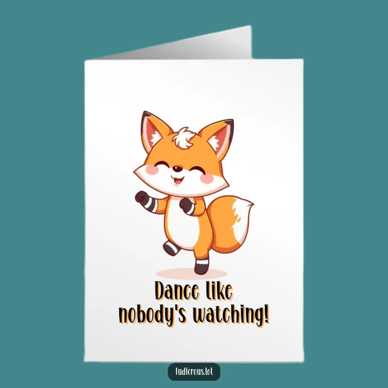 Free Printable Funny Birthday Card: Dancing Fox Mismatched Socks - Joyful Downloadable Gift