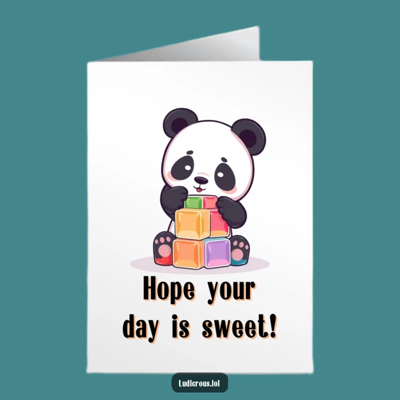 Free Printable Birthday Card: Panda Jell-O Tower - Funny Downloadable Gift
