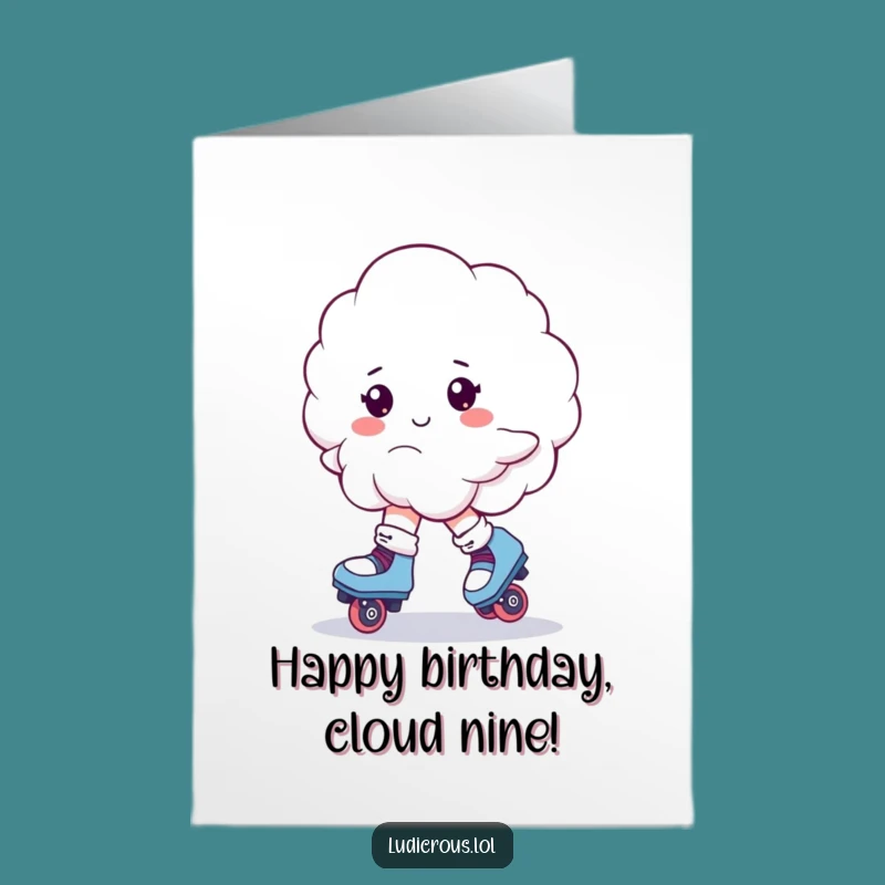 Free Printable Birthday Card: Roller Skating Cloud Wobbles - Funny Fun Download