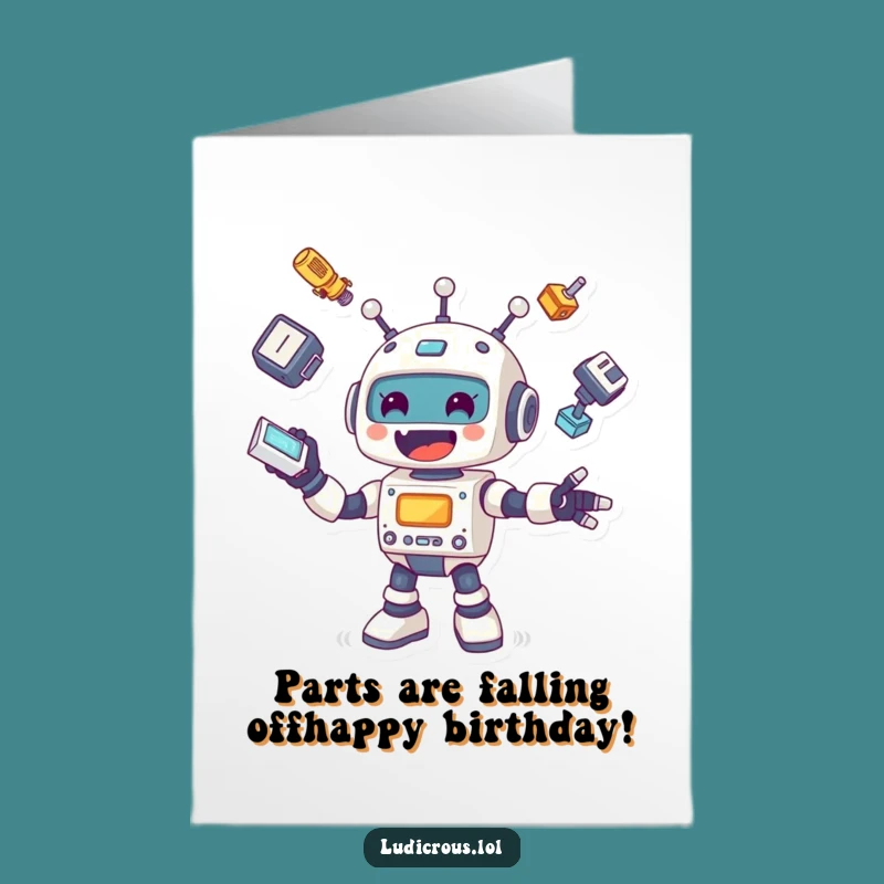 Free Printable Funny Robot Birthday Card - Hilarious Juggling AI, Downloadable DIY Gift!