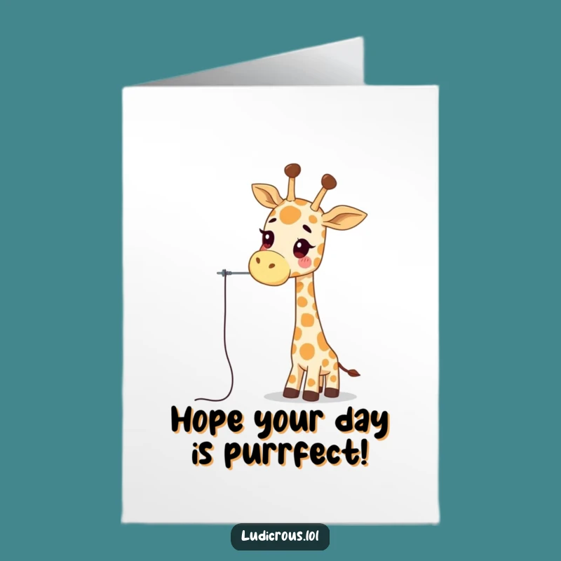 Free Printable Giraffe Birthday Card: Wobbly Neck Needle Threading Humor Download