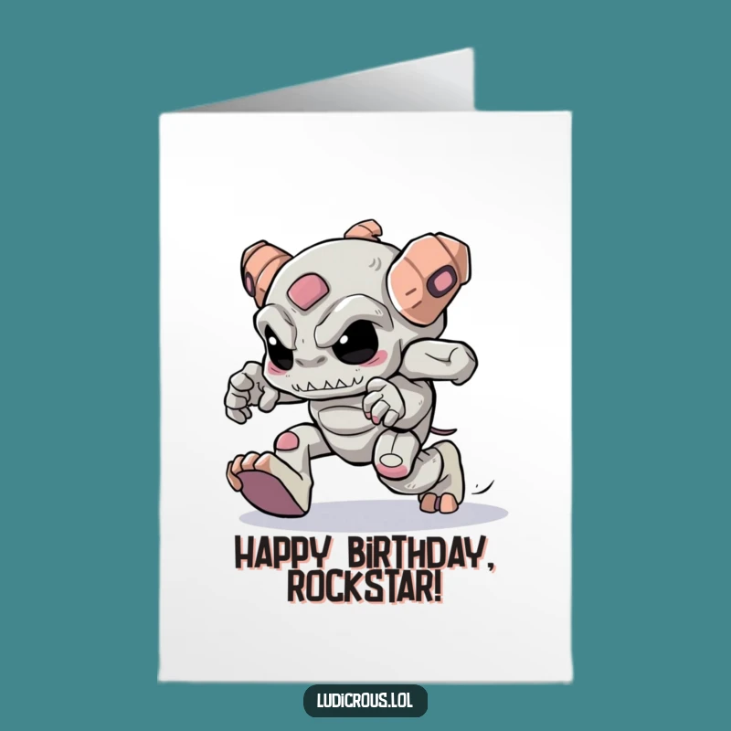 Free Printable Golem Birthday Card: Heavy Feet Skipping Downloadable Funny Gift
