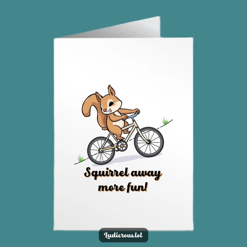Free Printable Squirrel Bicycle Birthday Card: Funny Downloadable Gift for Go-Getters