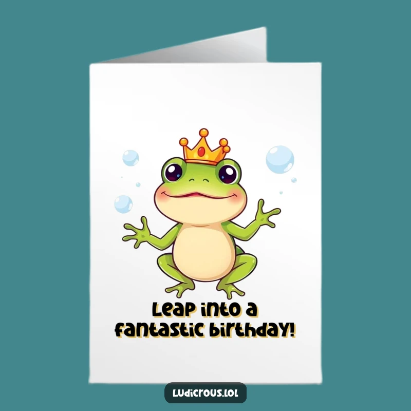 Funny Free Printable Birthday Card: Juggling Frog King, Hilarious Downloadable Gift