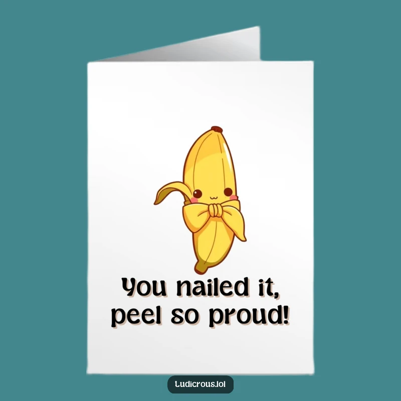 Free Printable Banana Bow Congrats Card: Funny Downloadable Gift for Big Wins