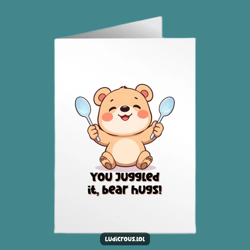 Free Printable Bear Cub Congrats Card - Determined Juggler Downloadable Greeting