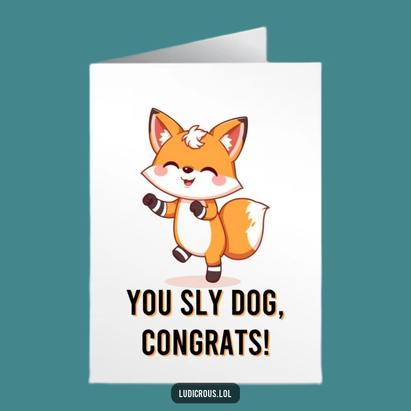 Free Printable Congrats Card: Dancing Fox Quirky Style - Fun Downloadable Gift
