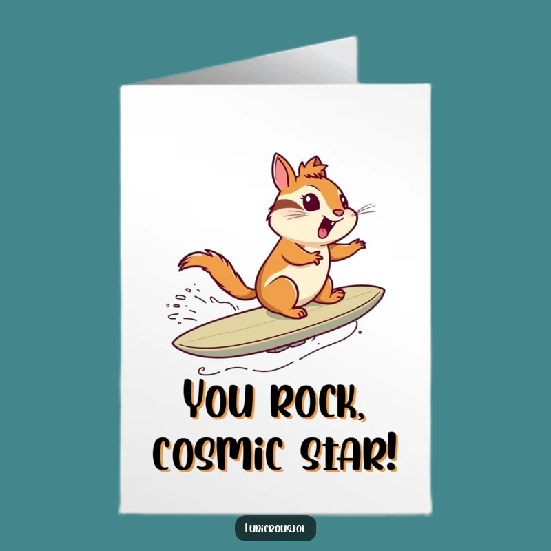 Free Printable Funny Congrats Card: Chipmunk Comet Surf Downloadable Success