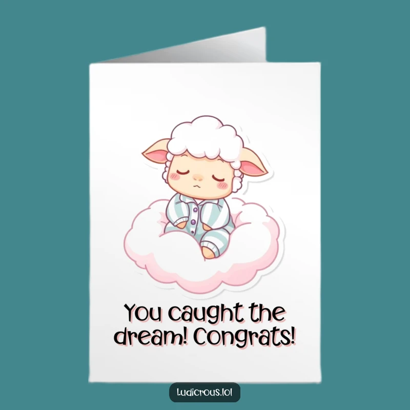Free Printable Sleepy Sheep Congrats Card: Pajama Cloud Downloadable Gift for Any Occasion