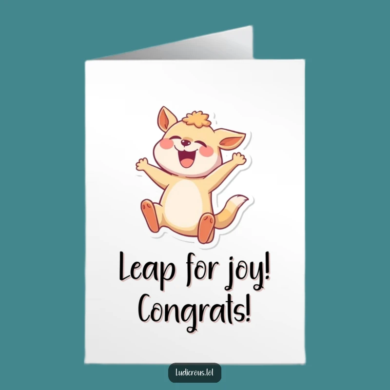 Free Printable Congrats Card: Leaping Animal - Funny Downloadable Gift