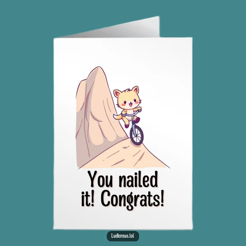 Free Printable Congrats Card: Unicycle Critter - Funny Downloadable Gift