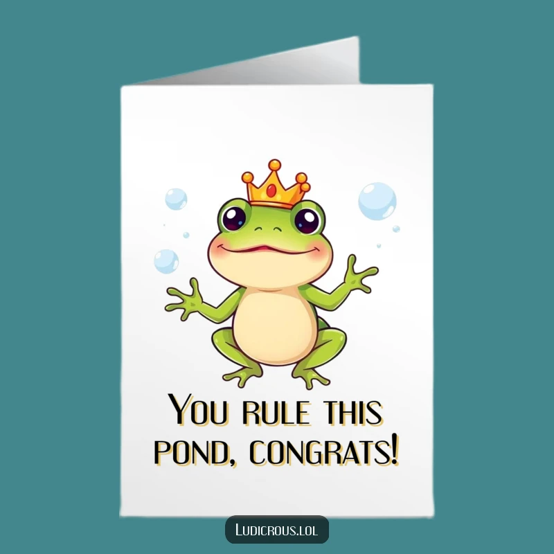 Free Printable Congrats Card: Frog King Bubble Mastery, Hilarious Downloadable Gift