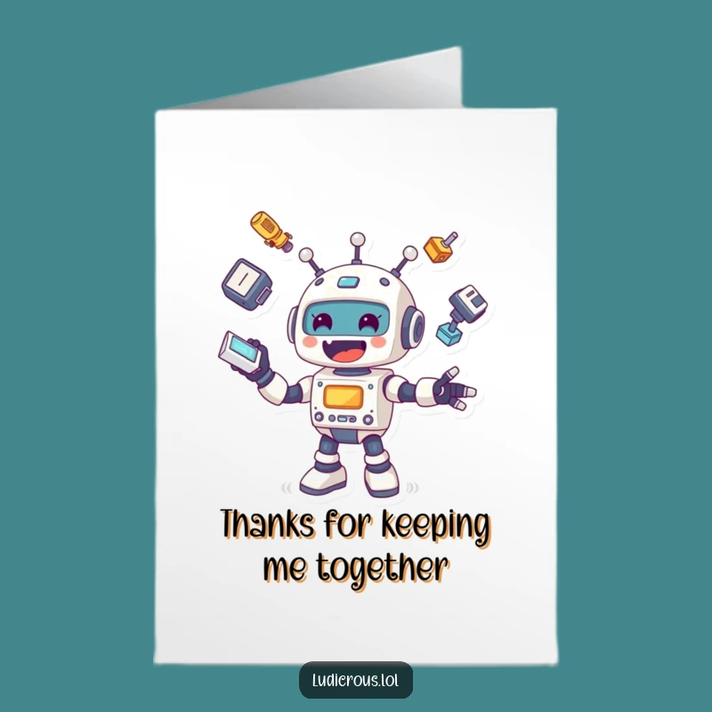 Free Printable Funny Robot Thank You Card - Juggling Gratitude, Downloadable Gift!