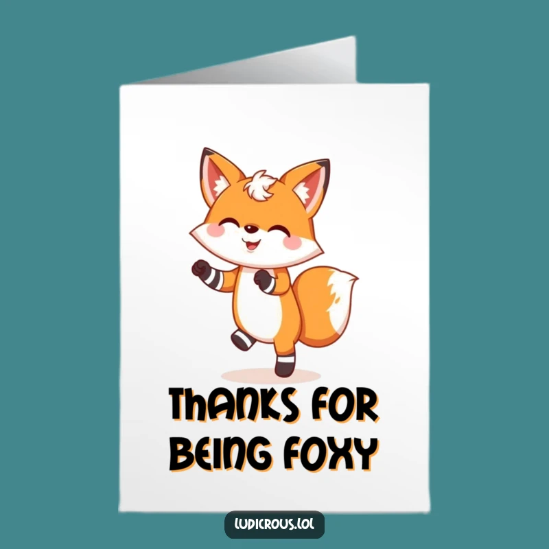 Free Printable Thank You Card: Dancing Fox Mismatched Socks - Grateful Downloadable Gift
