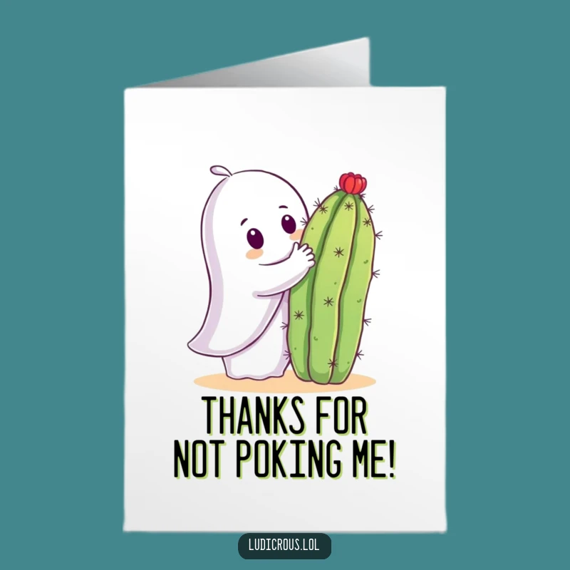 Free Printable Thank You Card: Ghost's Cactus Hug Thanks - Quirky Appreciation