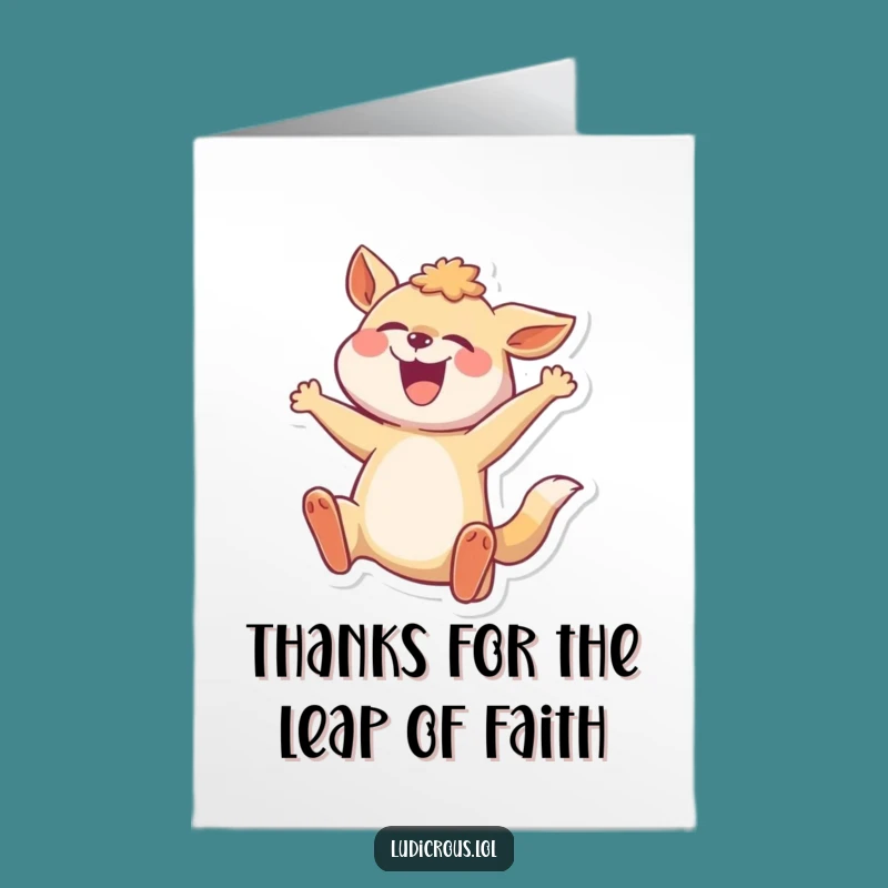Free Printable Thank You Card: Leaping Animal - Funny Downloadable Gift