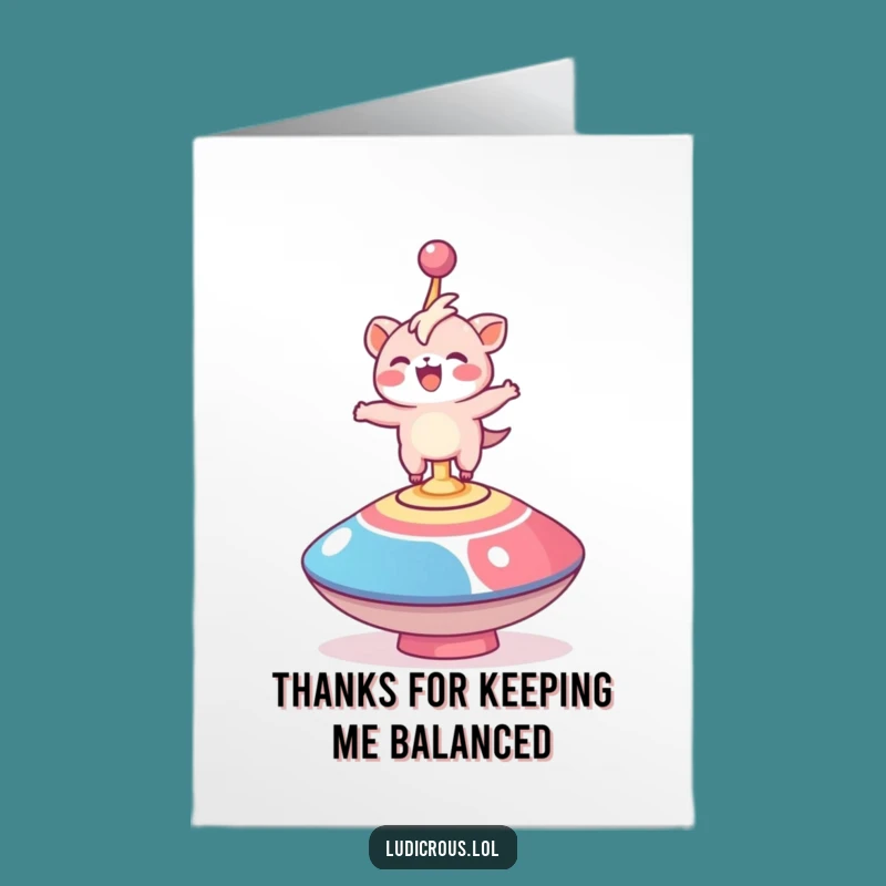 Free Printable Thank You Card: Spinning Top Creature - Funny Downloadable Gift