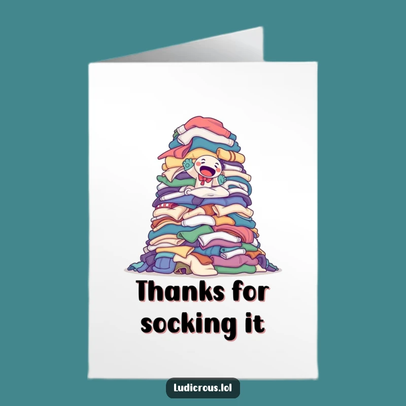 Free Printable Thank You Card: Sock Puppet Pile, Humorous Downloadable Gift