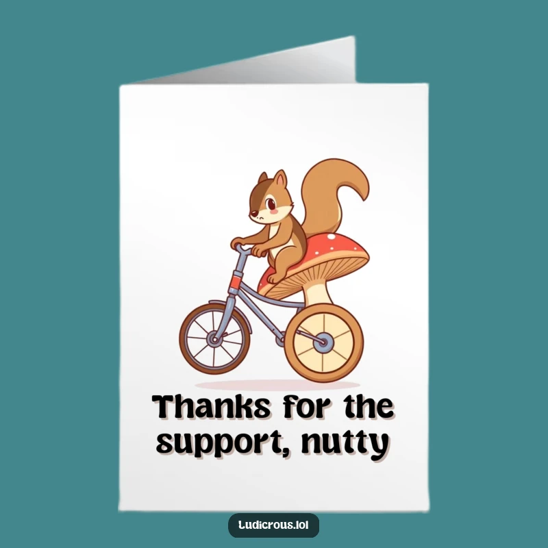 Free Printable Squirrel Thank You Card: Mushroom Rider Gratitude Downloadable Gift