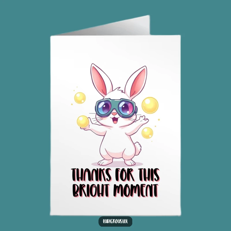Free Printable Thank You Card: Goggled Rabbit Juggling Funny Downloadable Gift