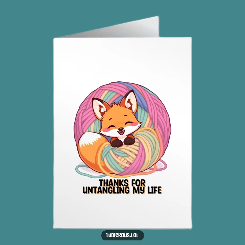 Free Printable Thank You Card: Fox in Yarn - Print at Home Fun