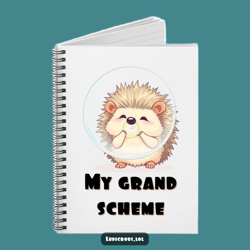 Funny Hedgehog Bubble Blow Funny Notebook Gift - Prickle's Ambitious Ideas Journal Fun