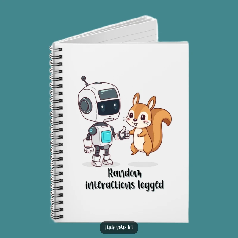 Funny Notebook - Robot Squirrel High Five - Tech Journal Gift!