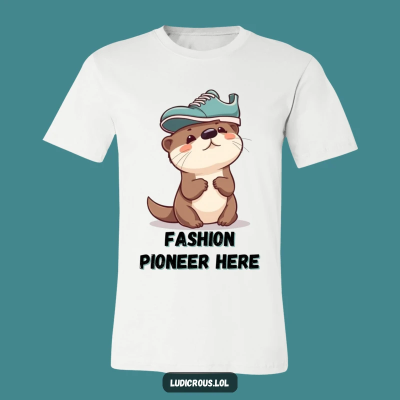 Funny Otter Shoe Hat T-Shirt: Quirky Animal Wearing Shoe, Hilarious Gift Tee!