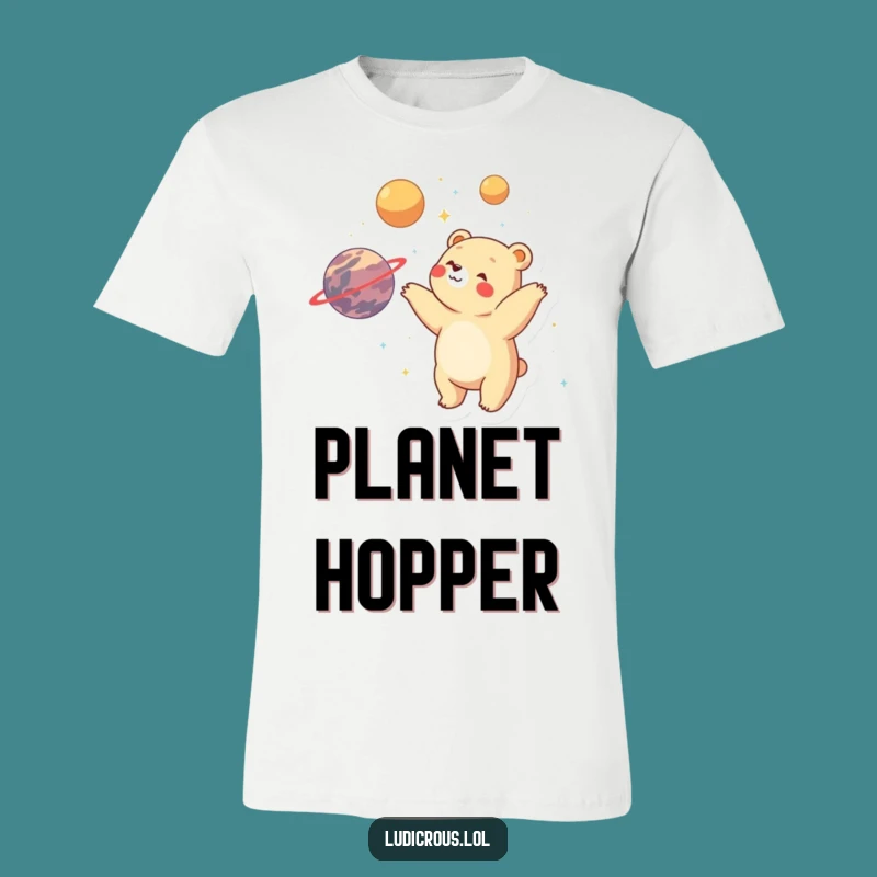 Funny Bear Cosmic Juggler T-Shirt: Wear the universe with hilarious style!