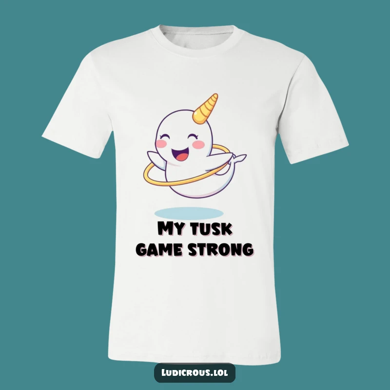 Funny Narwhal T-Shirt: Chuckling Arctic Mammal Hula Hooping with Tusk - Perfect Gift